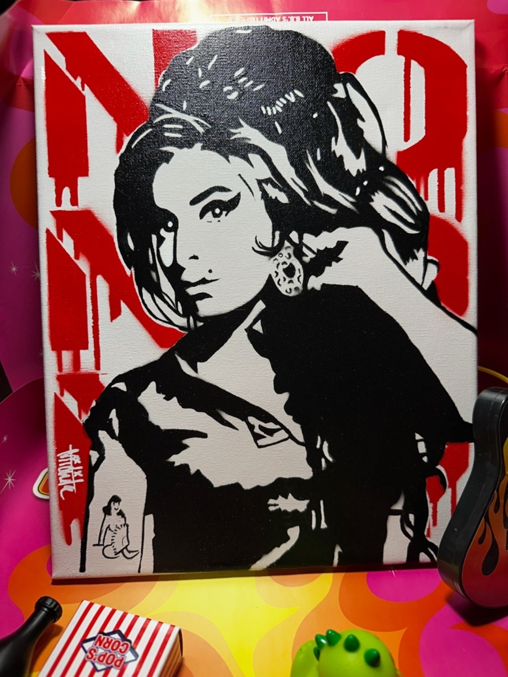 ⚡️Pop Art Canvas Amy Winehouse Wall Print Graffiti Painting 11”x14”x1” signed